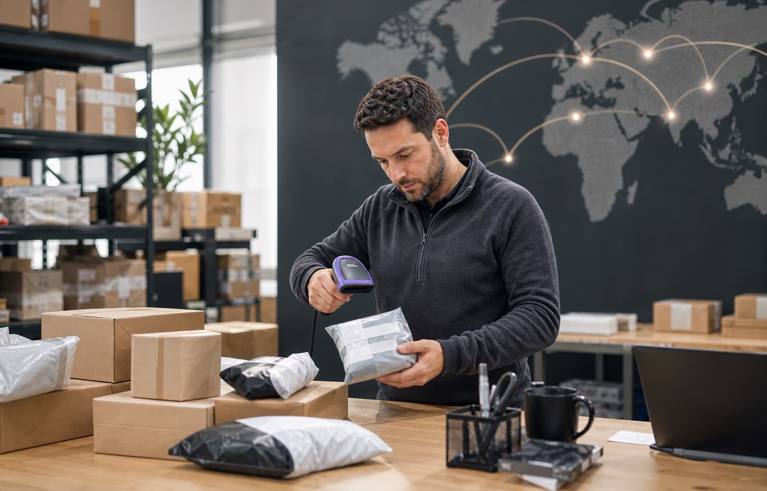 Colete de comerț electronic într-un centru logistic din România