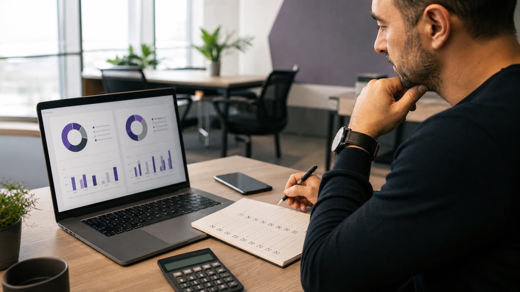 Administrator care compară funcțiile unei platforme de contabilitate online